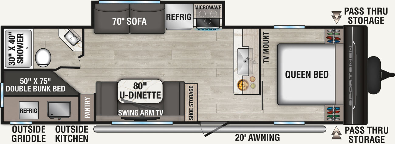 2027 KZ RV Sportsmen 291BHK Travel Trailer Floorplan