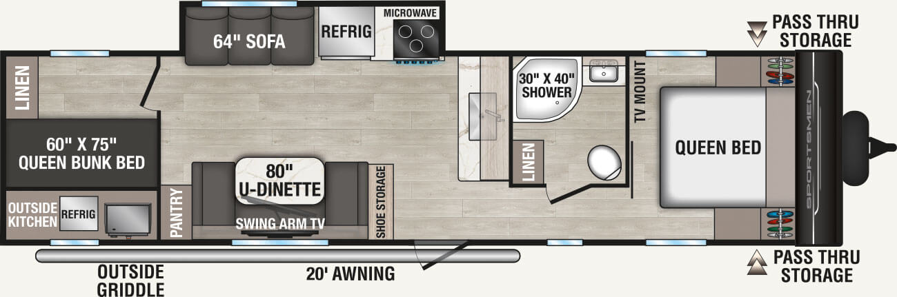 2027 KZ RV Sportsmen 321BHK Travel Trailer Floorplan