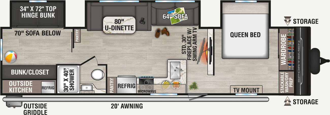 2027 KZ RV Sportsmen 333BHK Travel Trailer Floorplan