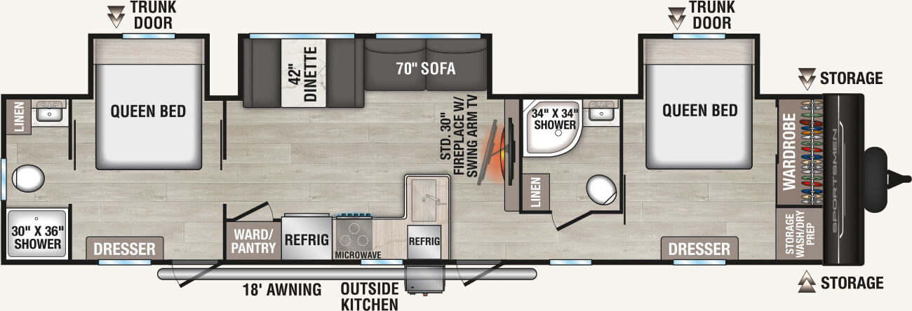 2027 KZ RV Sportsmen 383DBK Travel Trailer Floorplan