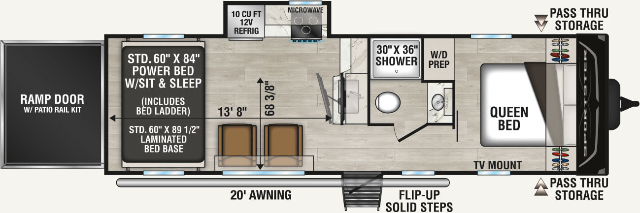 2026 KZ RV Sportster X 26X Travel Trailer Toy Hauler Floorplan