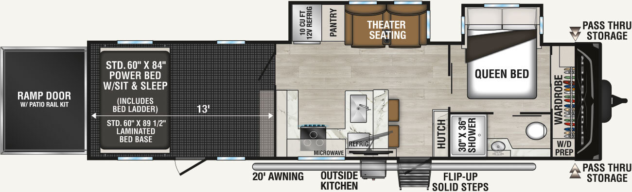 2026 KZ RV Sportster X 33X Travel Trailer Toy Hauler Floorplan