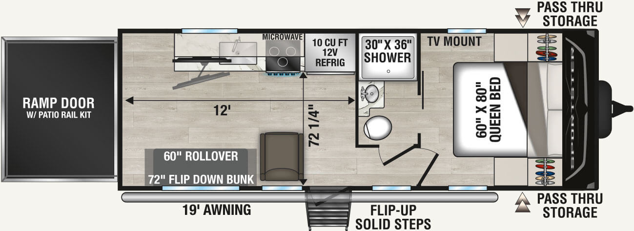 2027 KZ RV Sportster X 20X Travel Trailer Toy Hauler Floorplan