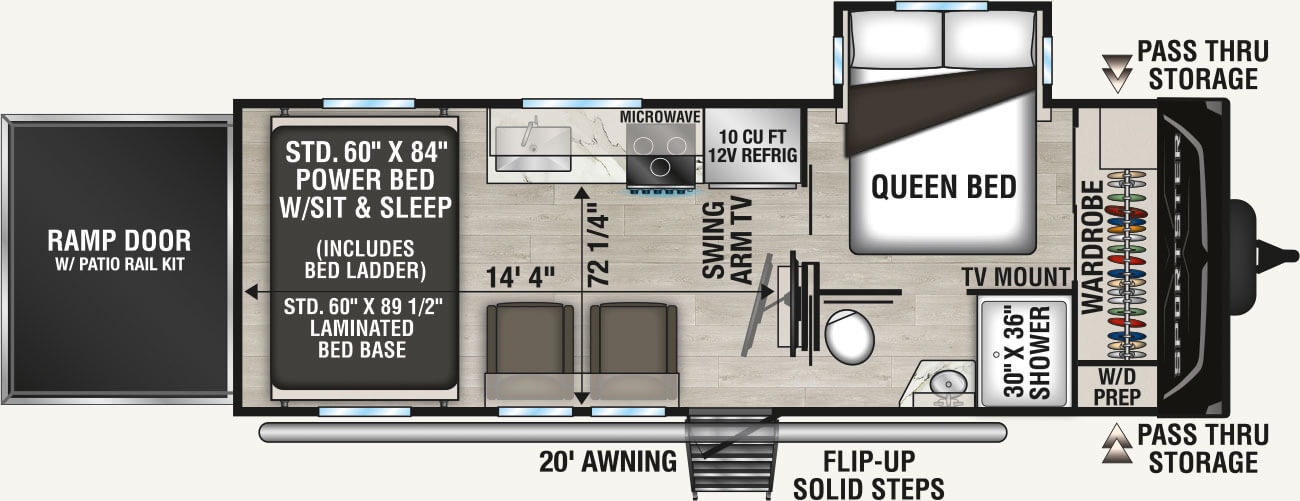 2027 KZ RV Sportster X 22X Travel Trailer Toy Hauler Floorplan