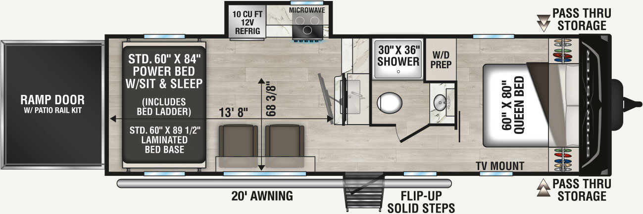 2027 KZ RV Sportster X 26X Travel Trailer Toy Hauler Floorplan