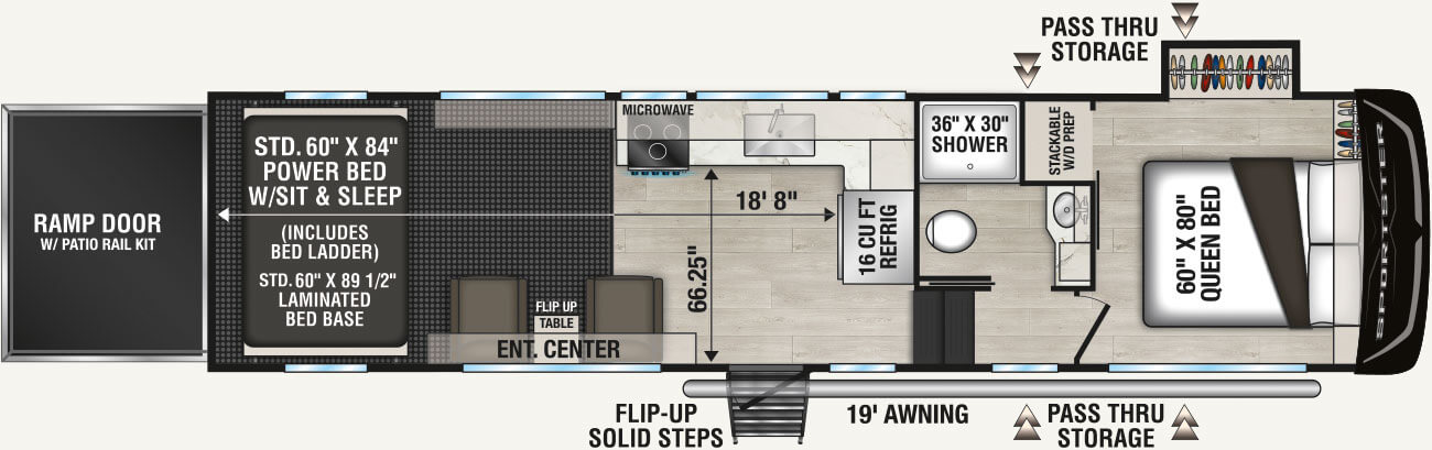 2027 KZ RV Sportster X 3018X Fifth Wheel Toy Hauler Floorplan