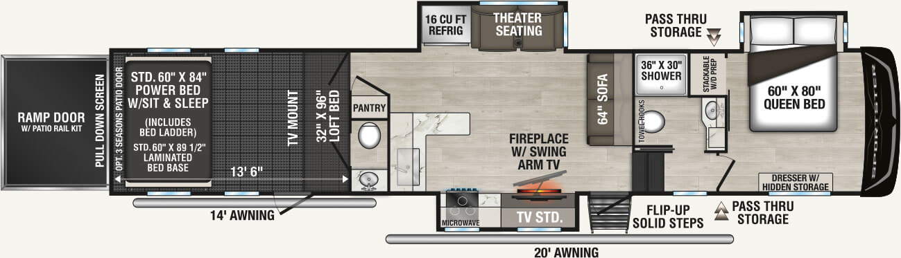 2027 KZ RV Sportster X 3914X Fifth Wheel Toy Hauler Floorplan