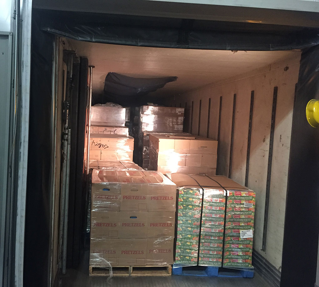 semi trailer loaded with hurricane relief supplies
