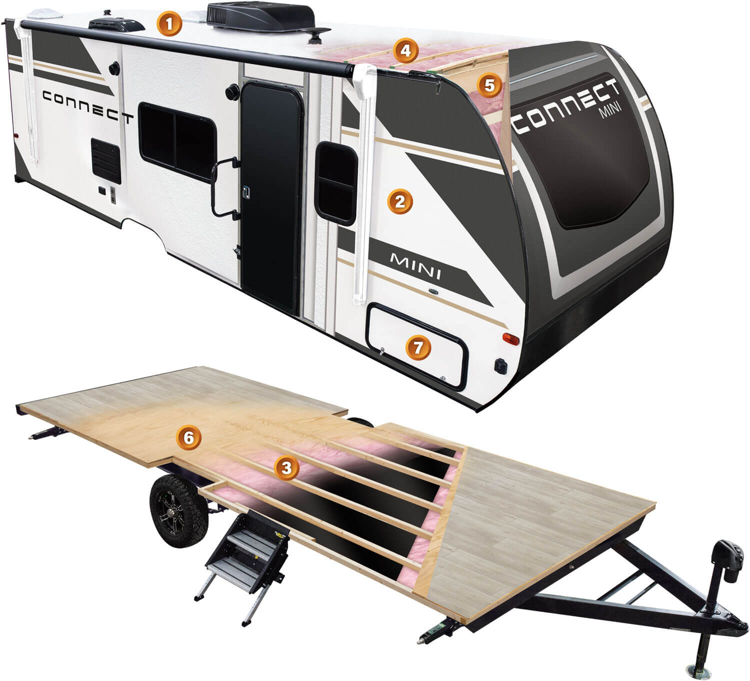 2026 KZ RV Connect Mini Ultra Lightweight Travel Trailer Cutaway