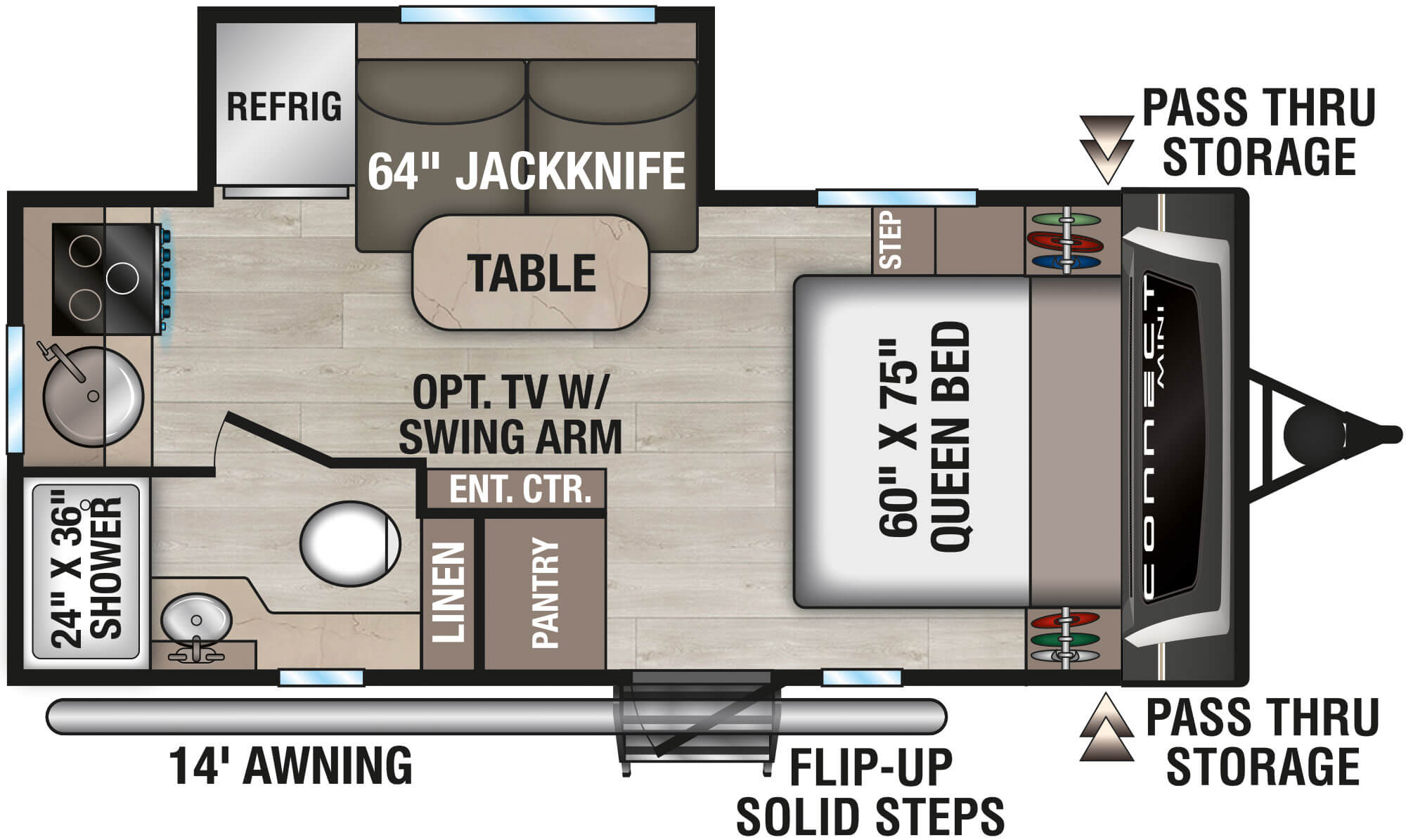2026 KZ RV Connect Mini CM171RK Travel Trailer Floorplan