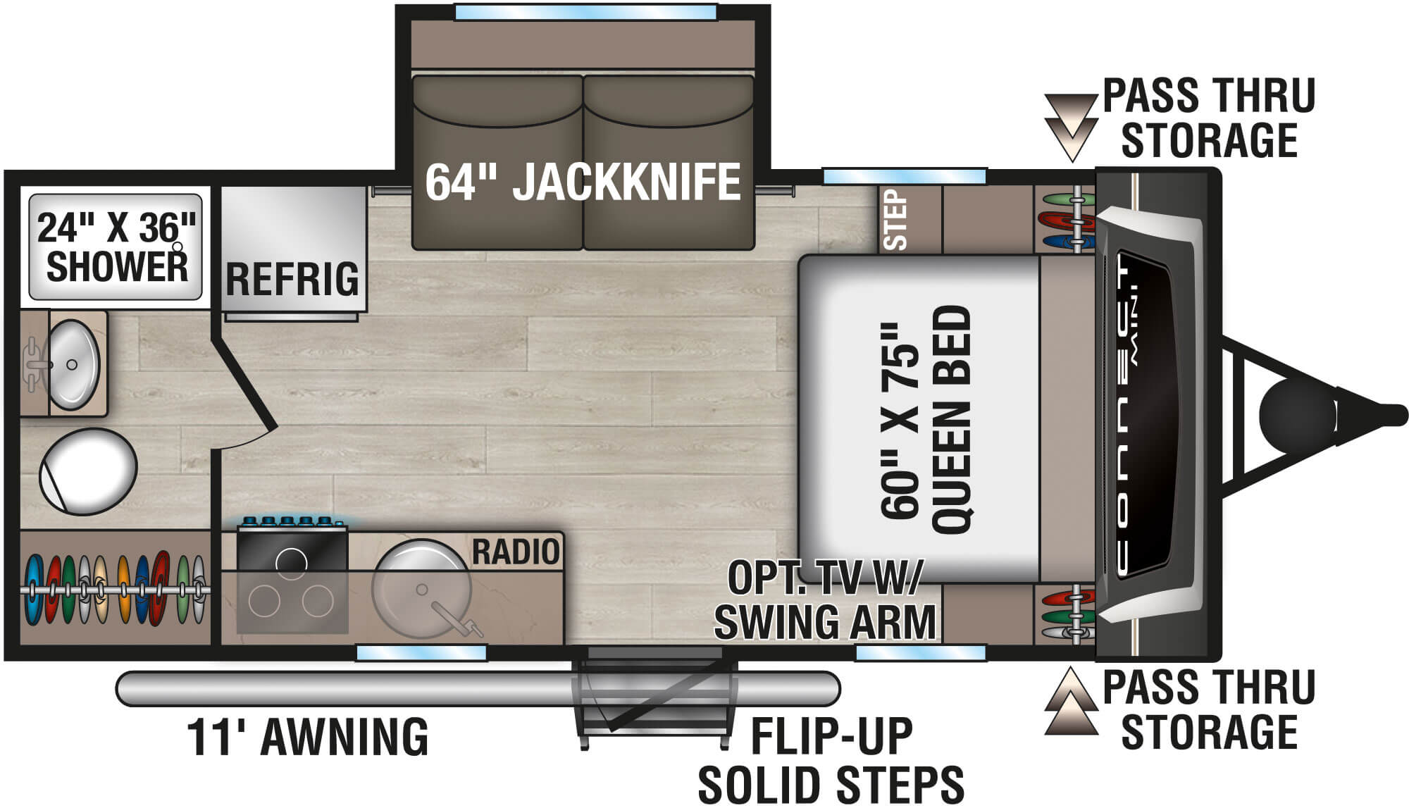 2026 KZ RV Connect Mini CM181RB Travel Trailer Floorplan