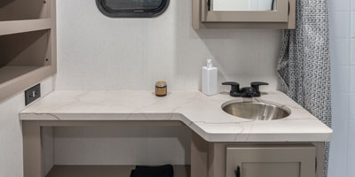 2026 KZ RV Connect Mini CM171RK Travel Trailer Bathroom Vanity, Shower and Toilet