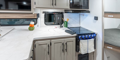 2026 KZ RV Connect Mini CM231BH Travel Trailer Mink Kitchen Microwave, Cooktop and Sink