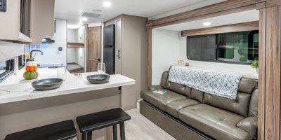 2026 KZ RV Connect Mini CM231BH Travel Trailer Mink Living Room Sofa Slide