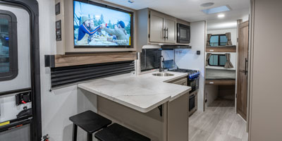 2026 KZ RV Connect Mini CM231BH Travel Trailer Kitchen High Top Seating and TV Entertainment