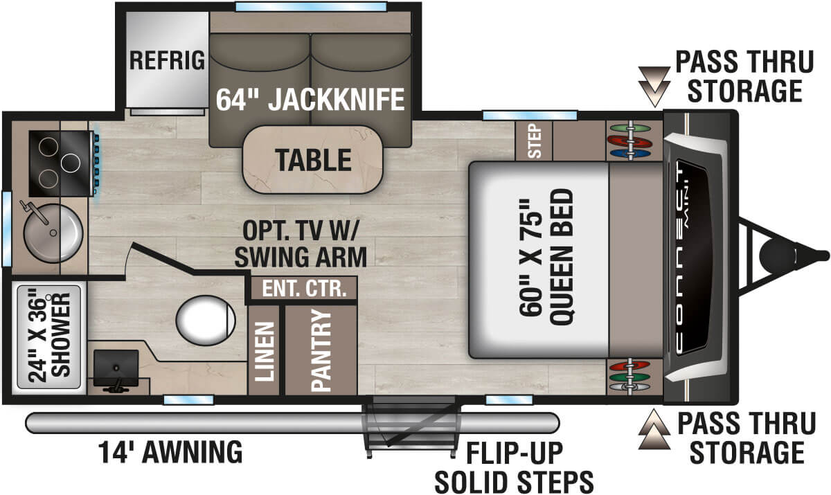 2027 KZ RV Connect Mini CM171RK Travel Trailer Floorplan