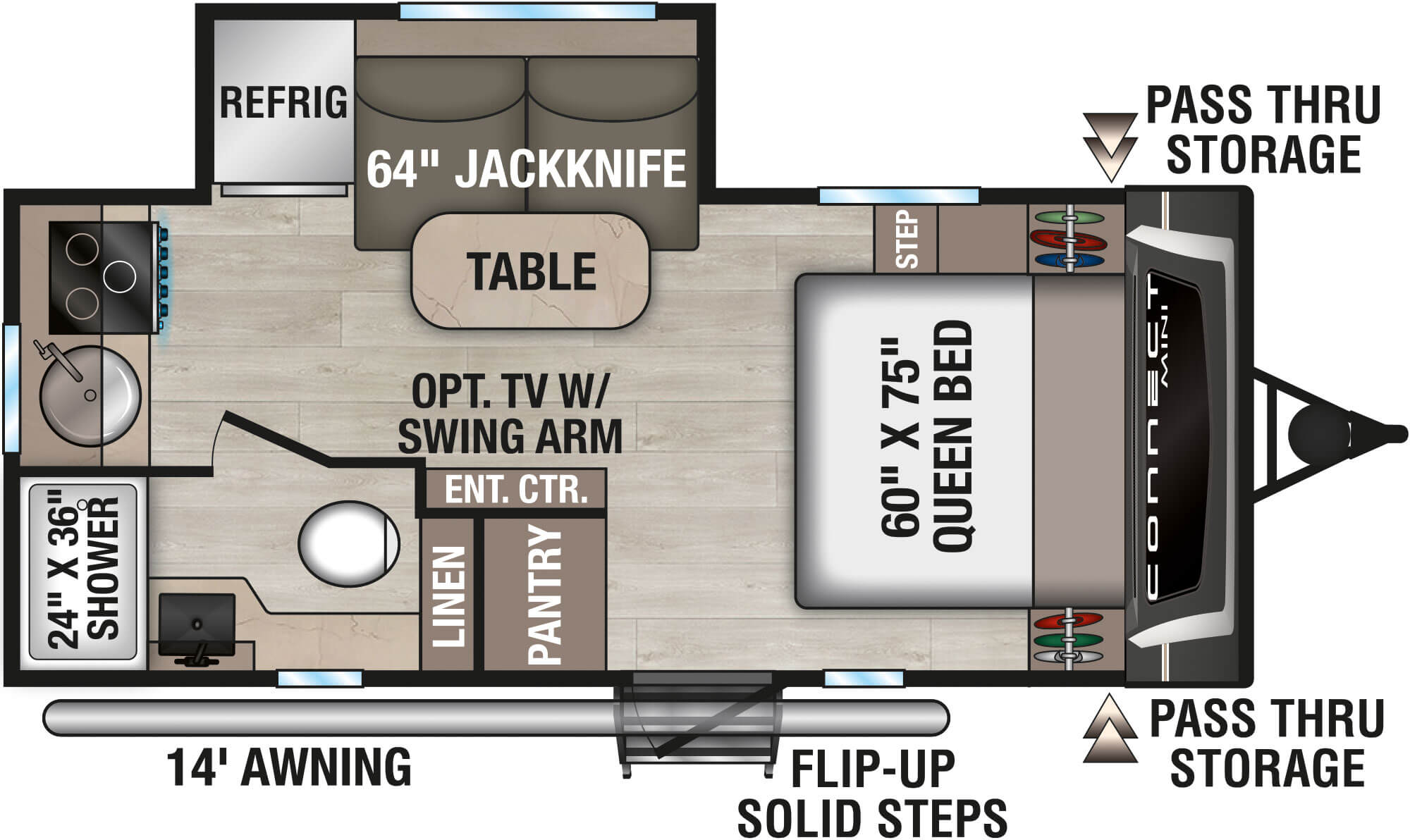2027 KZ RV Connect Mini CM171RK Travel Trailer Floorplan