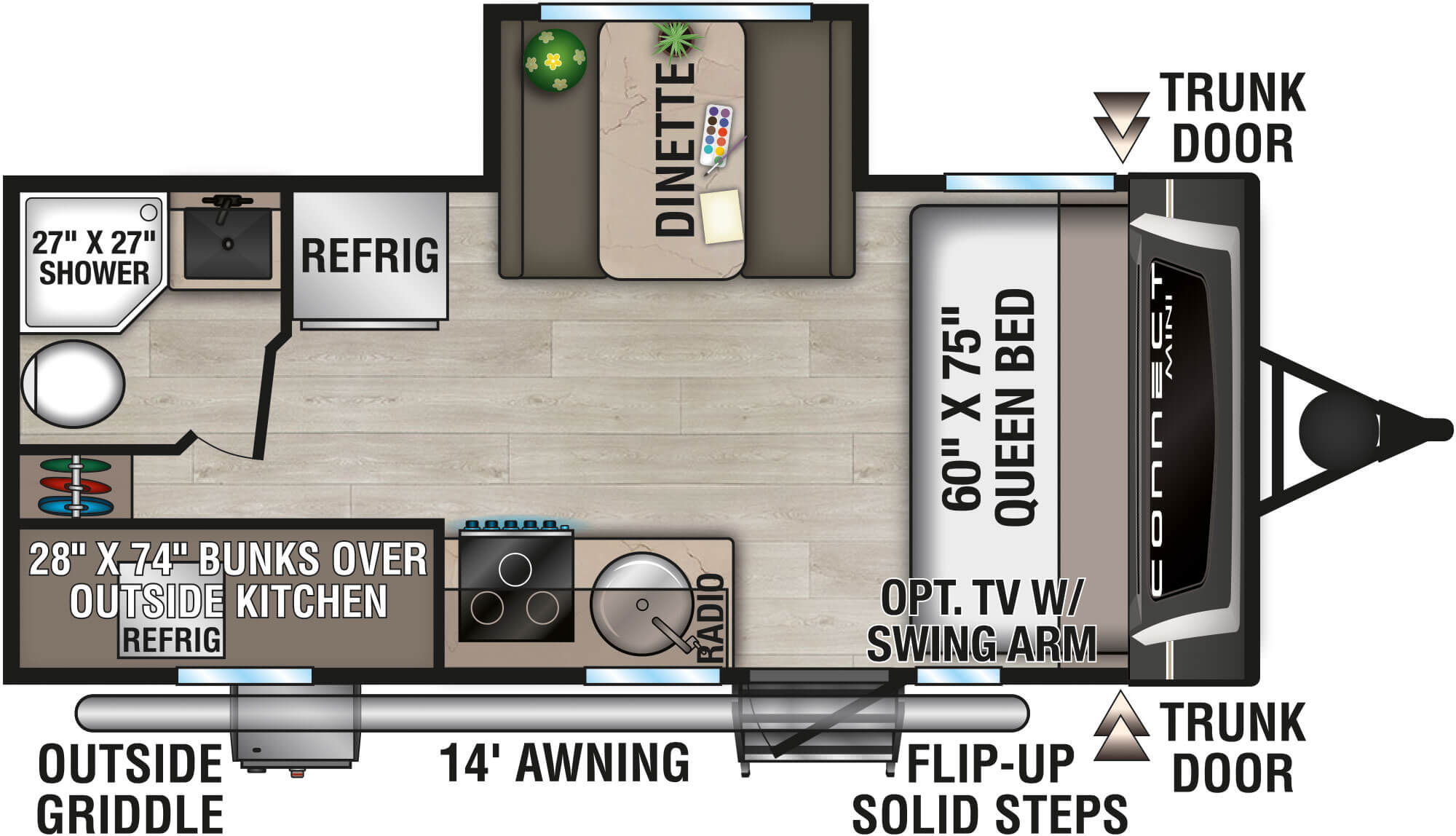 2027 KZ RV Connect Mini CM191BHK Travel Trailer Floorplan