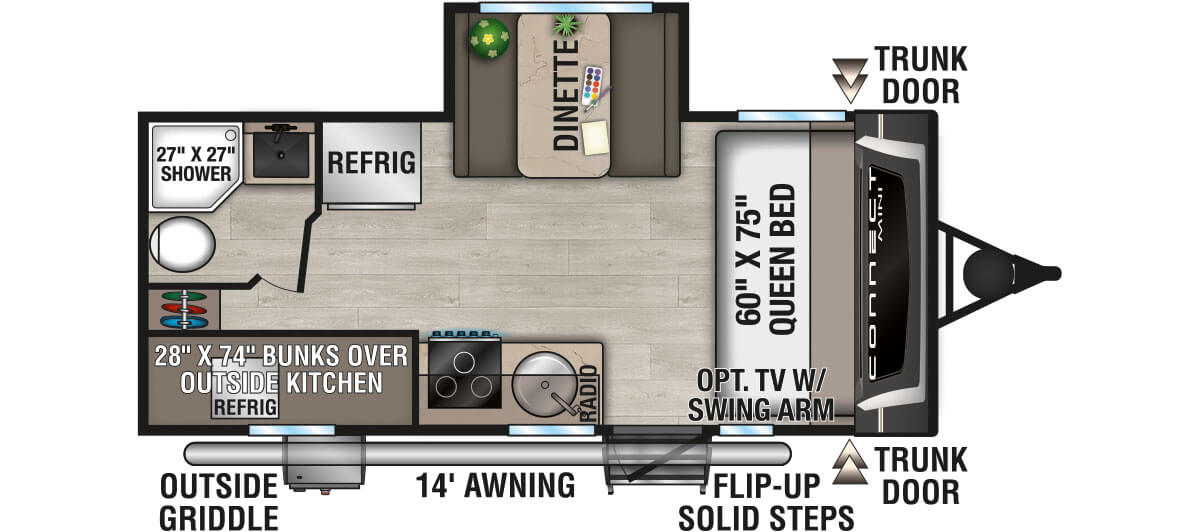 2027 KZ RV Connect Mini CM191BHK Travel Trailer Floorplan