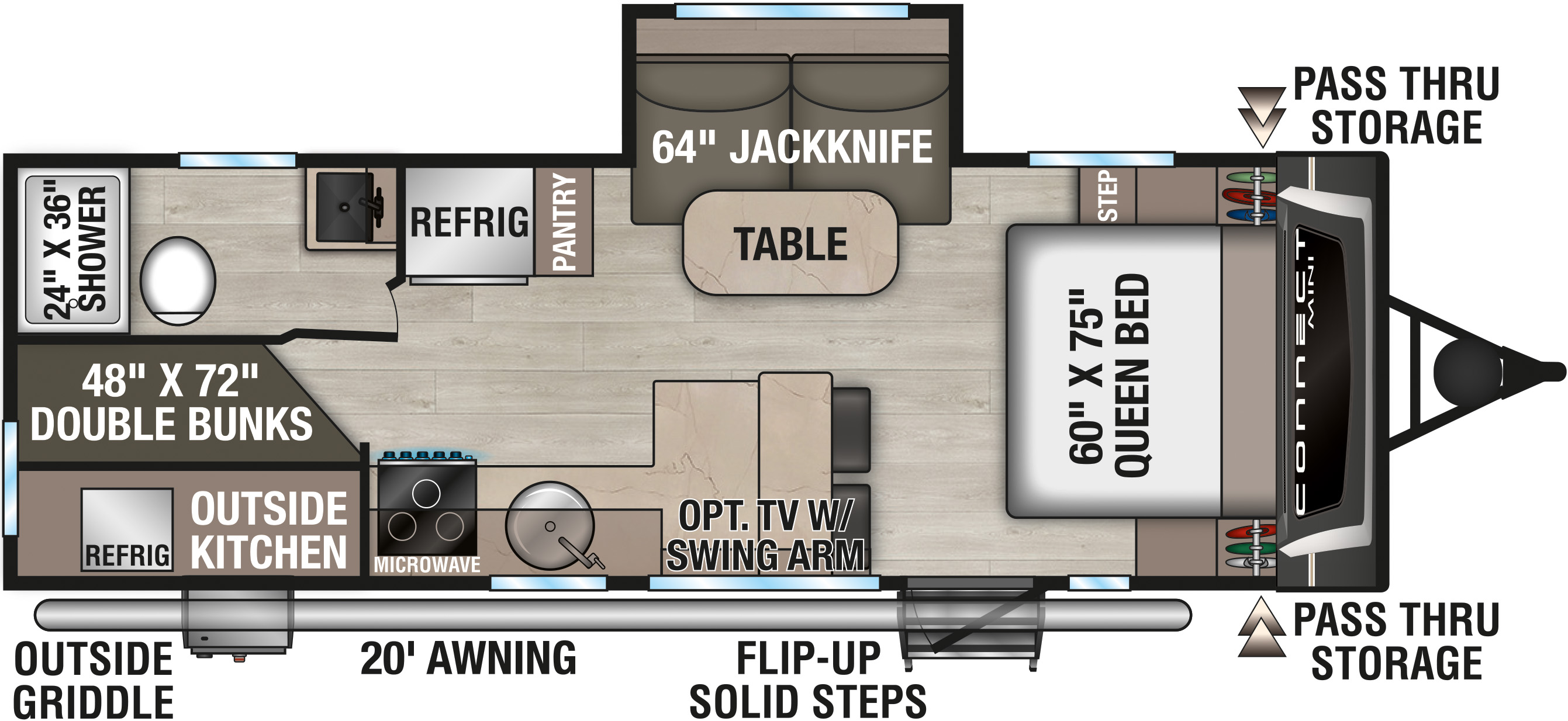 2027 KZ RV Connect Mini CM231BH Travel Trailer Floorplan