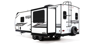 2023 KZ RV Connect SE C221RESE Travel Trailer Exterior Rear 3-4 Off Door Side with Slide Out