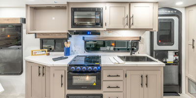 2026 KZ RV Connect SE C201MLSE Travel Trailer Kitchen Oven, Cooktop, Microwave and Sink