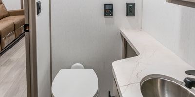 2026 KZ RV Connect SE C211MKSE Travel Trailer Bathroom Porcelain Toilet