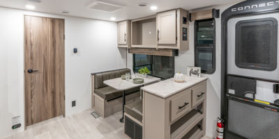 2026 KZ RV Connect SE C221RKSE Travel Trailer Mink Living Room and Dinette