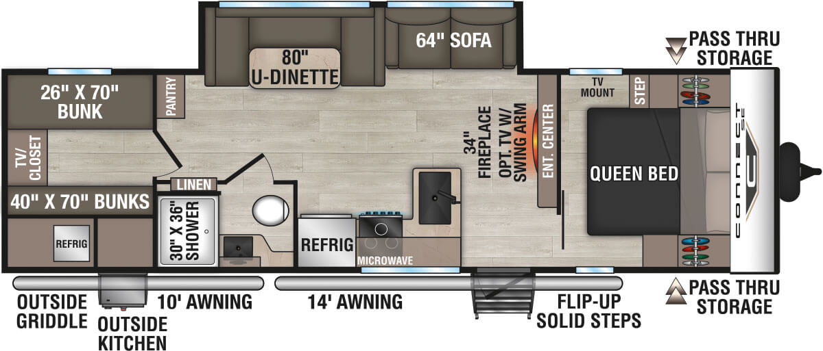 2027 KZ RV Connect SE C281BHKSE Travel Trailer Floorplan