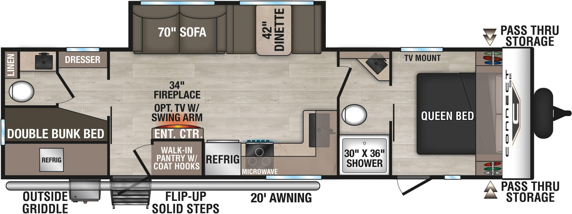 2027 KZ RV Connect SE C301BHKSE Travel Trailer Floorplan