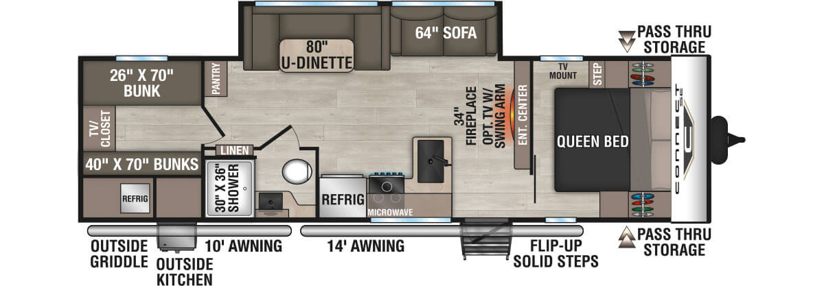 2027 KZ RV Connect SE C281BHKSE Travel Trailer Floorplan