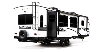 2023 KZ RV Connect C313MK Travel Trailer Exterior Rear 3-4 Door Side with Slide Out