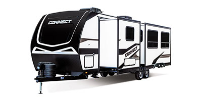 2024 KZ RV Connect C302RBK Travel Trailer Exterior Front 3-4 Off Door Side with Slides Out