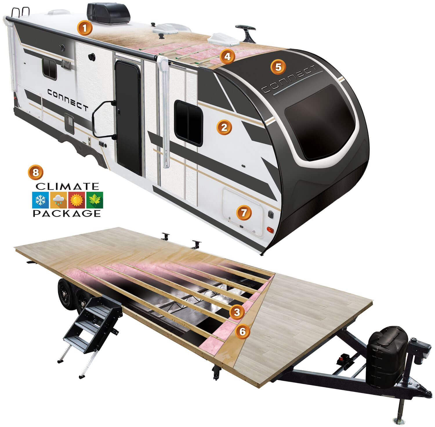 2026 KZ RV Connect Lightweight Travel Trailer Cutaway