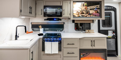 2026 KZ RV Connect C271RL Travel Trailer Kitchen Microwave, Cooktop and Sink