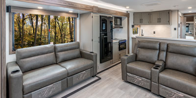 2026 KZ RV Connect C312RE Travel Trailer Living Room Theater Seats and Sofa