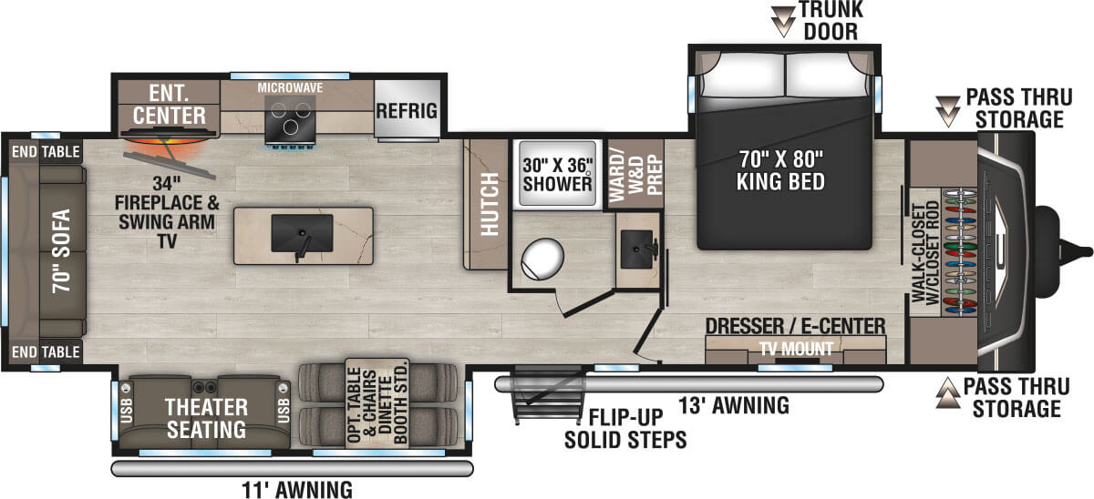 2027 KZ RV Connect C313MK Travel Trailer Floorplan