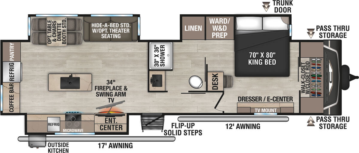 2027 KZ RV Connect C333RLK Travel Trailer Floorplan