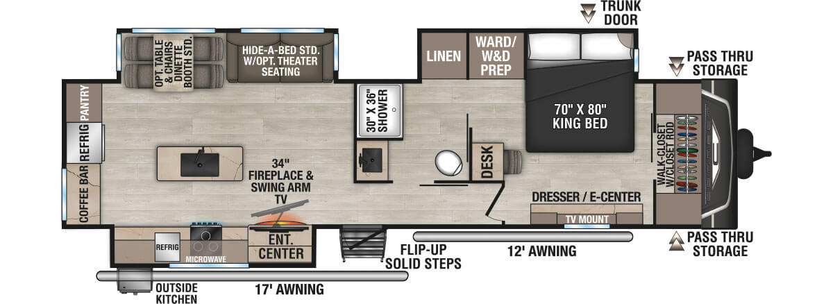 2027 KZ RV Connect C333RLK Travel Trailer Floorplan