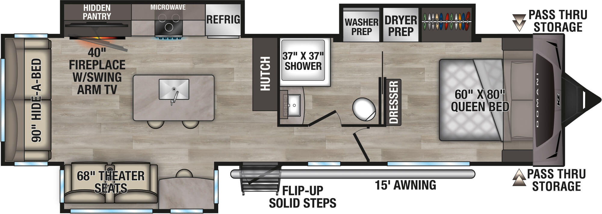 2026 KZ RV Domani DM323RL Travel Trailer Floorplan