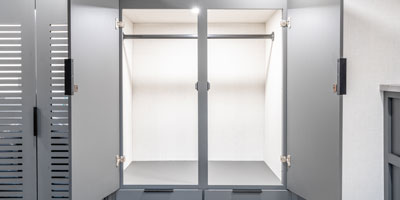 2026 KZ RV Domani DM323RL Travel Trailer Bedroom Closet Open