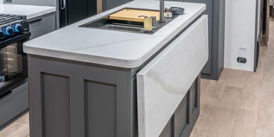 2026 KZ RV Domani DM323RL Travel Trailer Kitchen Island Closed