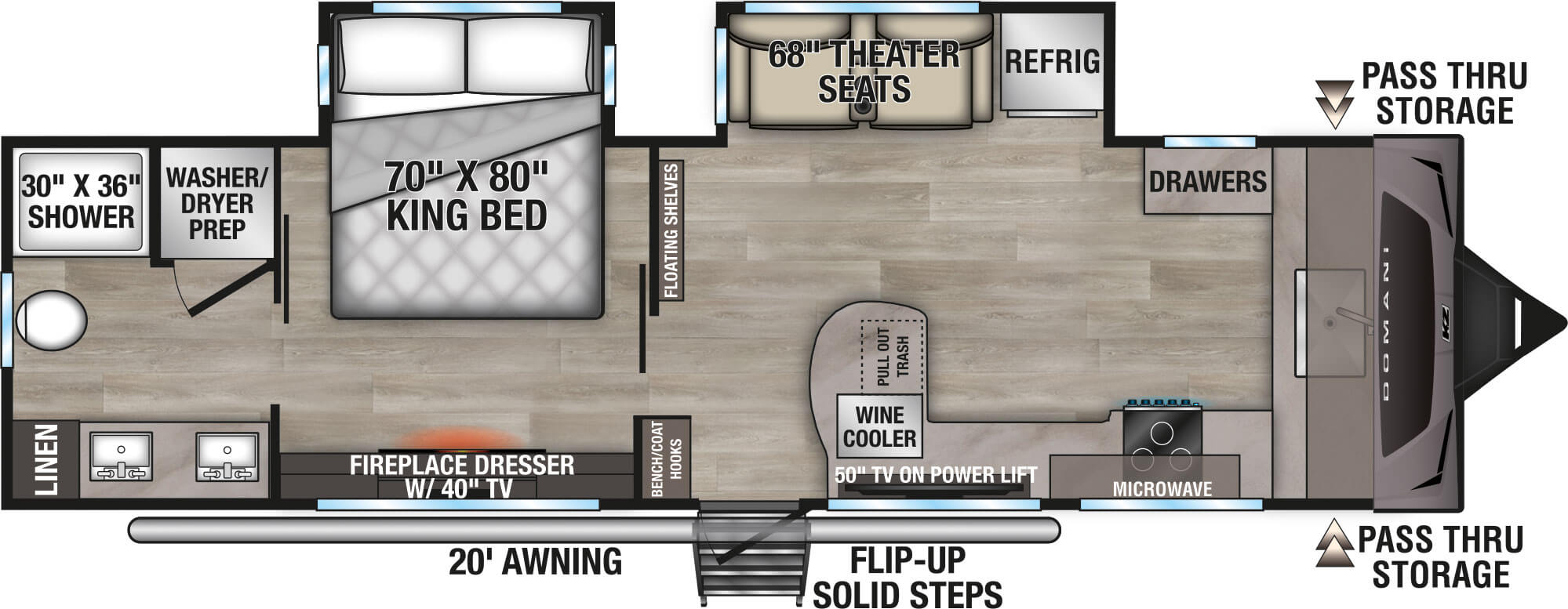 2027 KZ RV Domani DM292FK Travel Trailer Floorplan
