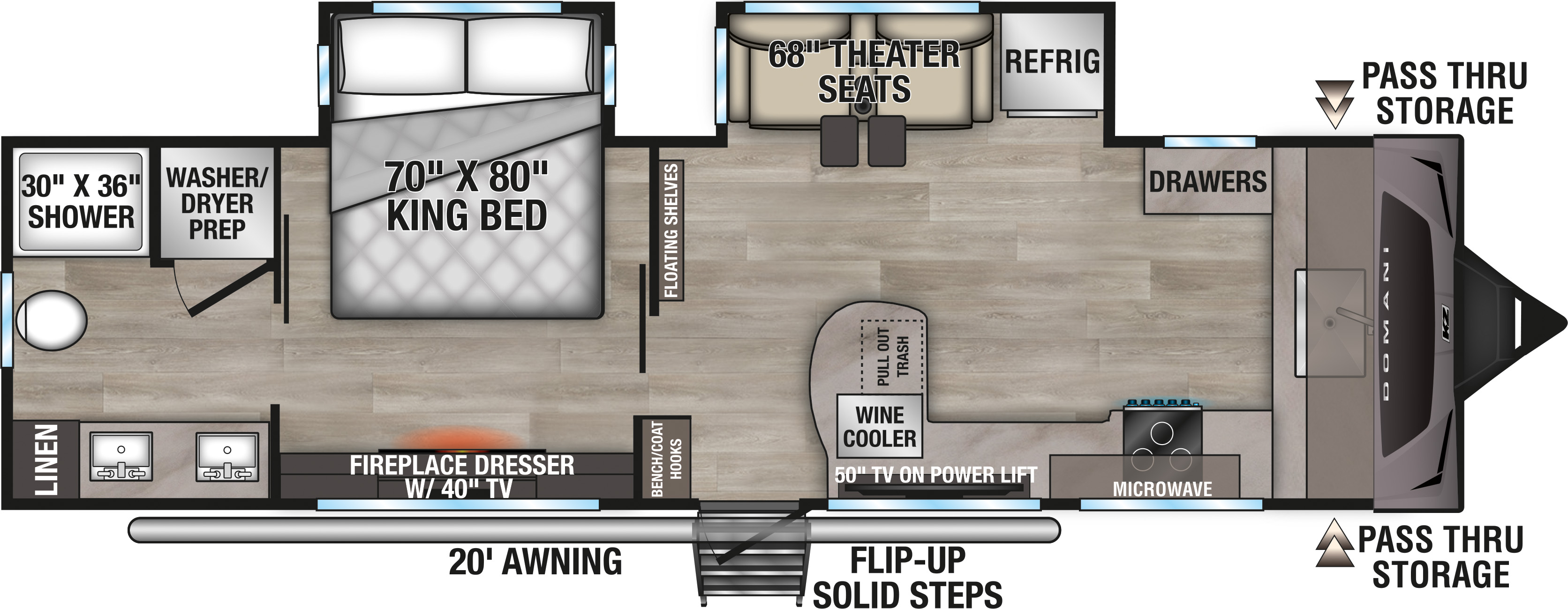 2027 KZ RV Domani DM292FK Travel Trailer Floorplan