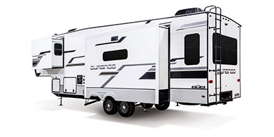 2024 KZ RV Durango D301RLT Fifth Wheel Exterior Rear 3-4 Off Door Side with Slides Out