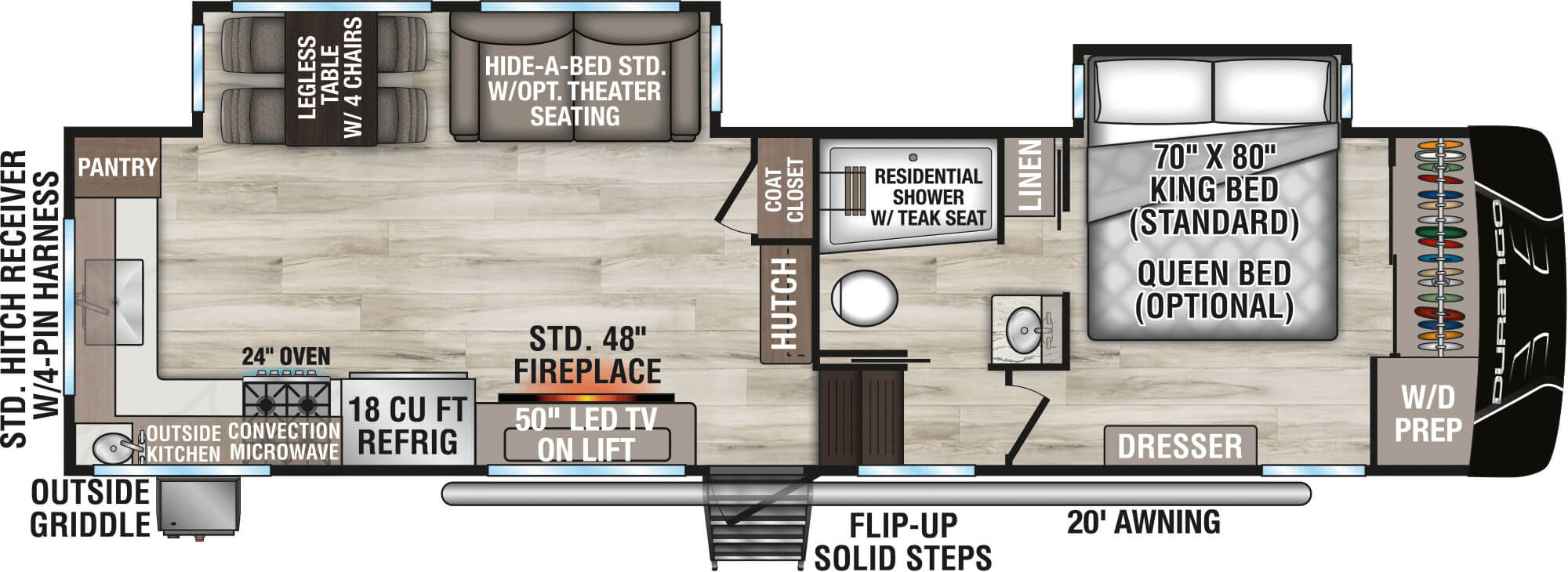 2026 KZ RV Durango D281RKD Fifth Wheel Floorplan