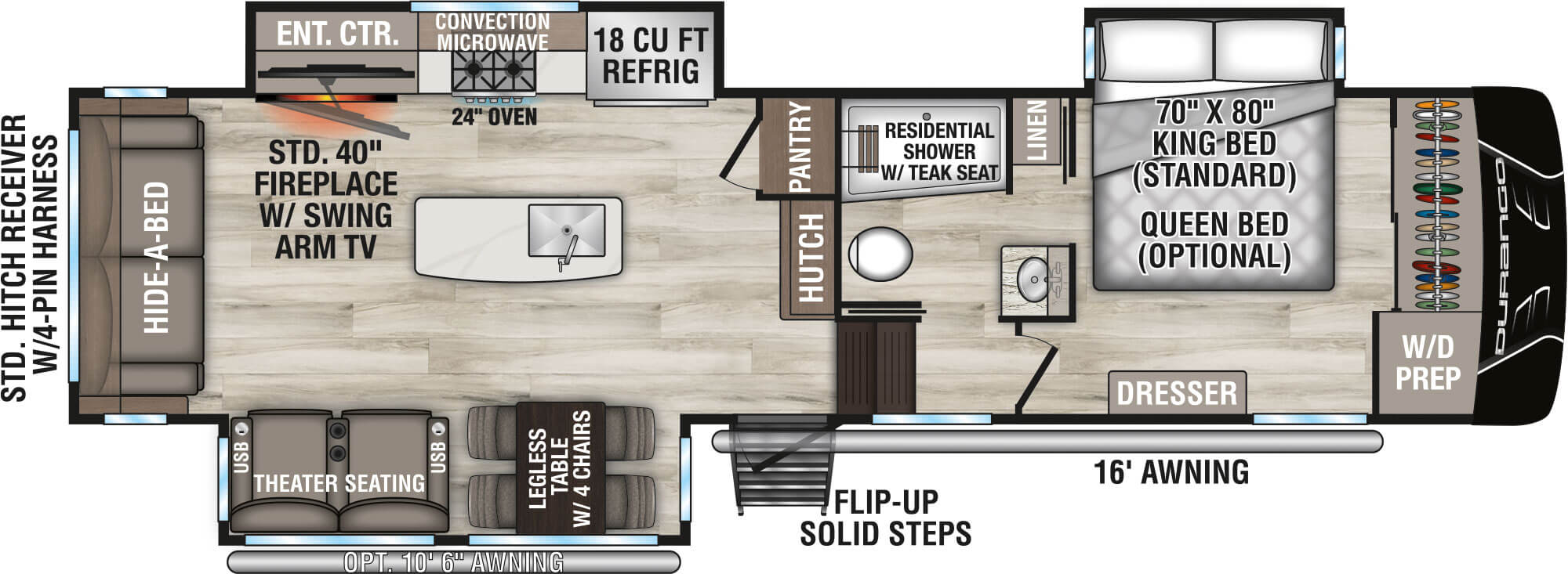 2026 KZ RV Durango D301RLT Fifth Wheel Floorplan