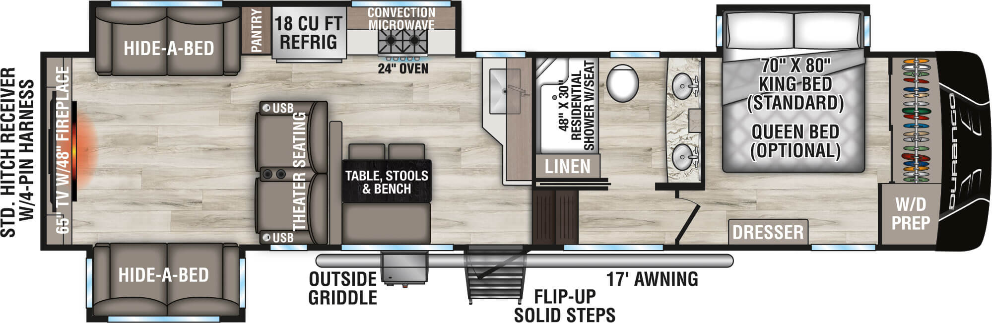 2026 KZ RV Durango D326RLT Fifth Wheel Floorplan