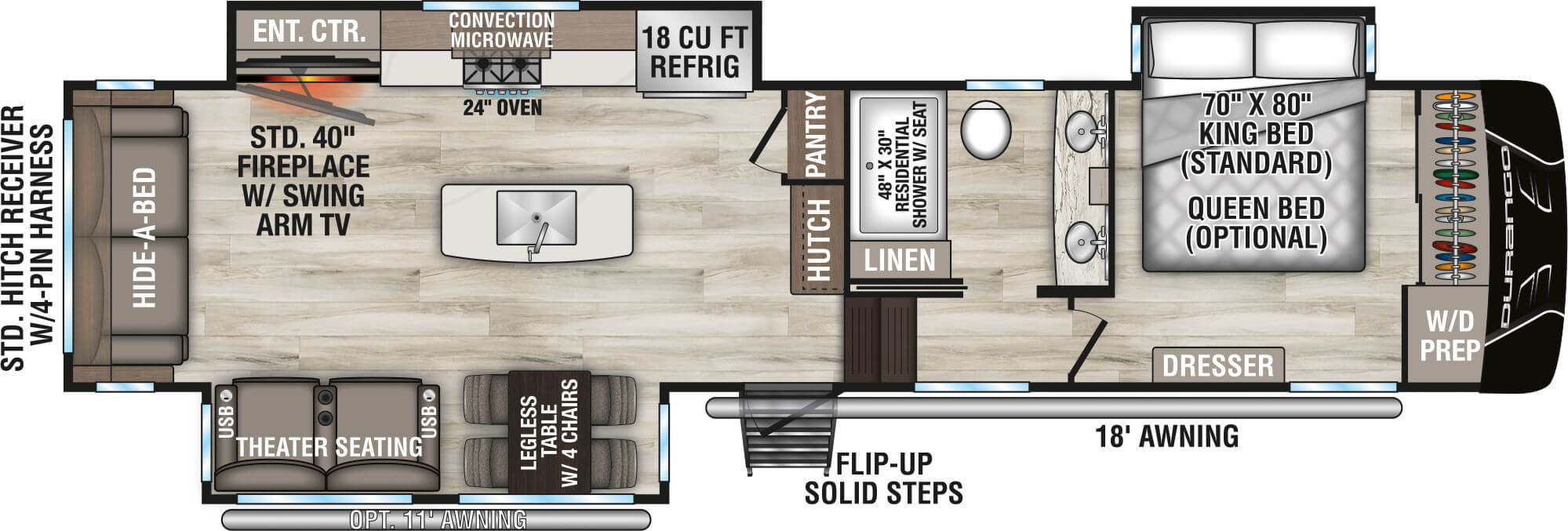 2026 KZ RV Durango D333RLT Fifth Wheel Floorplan