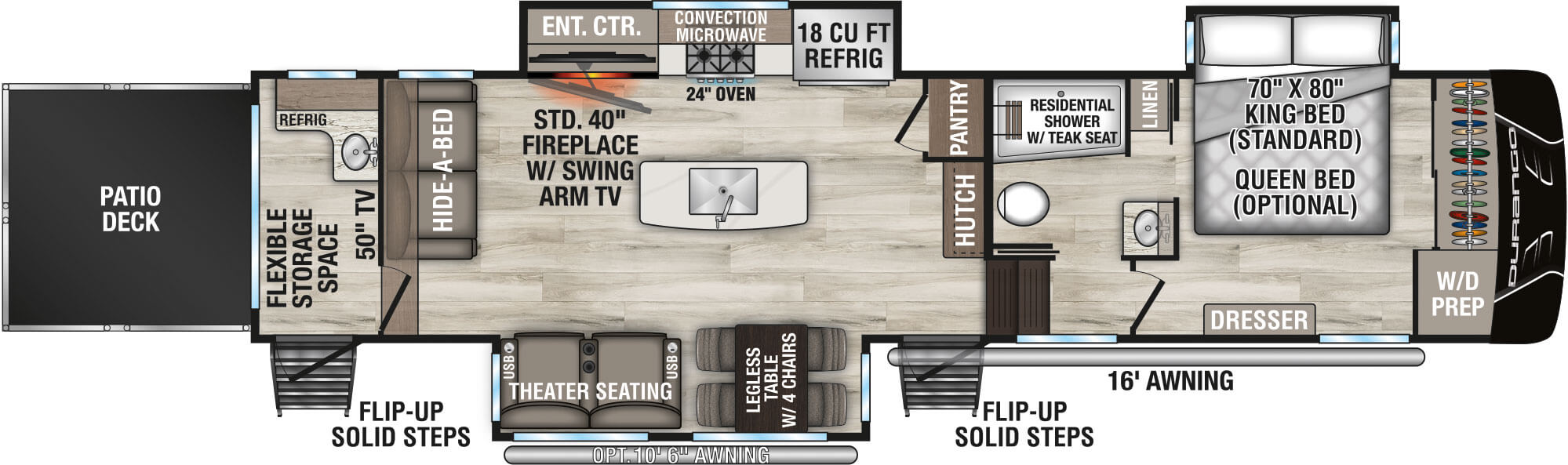 2026 KZ RV Durango D341RPT Fifth Wheel Floorplan